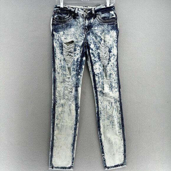 Clash Jeans USA Acid Wash Distressed‎ Denim Women’s 5 (28x31) 90s Retro 80s Rock - Picture 1 of 12